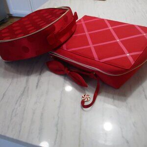 2 Estee Lauder Red Make Up Zippered Cosmetic Cases